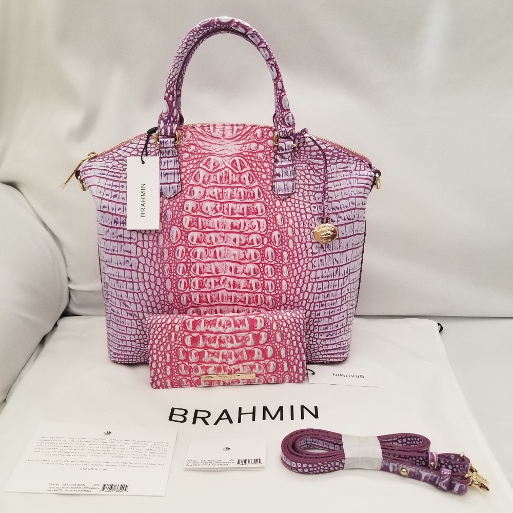 SOLDOUT NWT BRAHMIN BOYSENBERRY OMBRE LARGE DUXBURY SATCHEL W/ADY WALLET